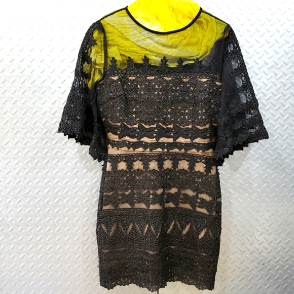 🔖 BNWT NICOLE MILLER COLLECTION Diva Mesh Lace Mini Dress Jet Black (8) - Picture 2 of 16